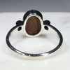 Australian Solid Boulder Opal and Diamond Silver Ring - Size 7.5