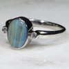 Sterling Silver  - Solid Boulder Opal - Natural Diamonds