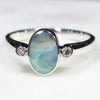 Australian Solid Boulder Opal and Diamond Silver Ring - Size 6.25 Code - SR7