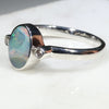 Australian Solid Boulder Opal and Diamond Silver Ring - Size 6.25 Code - SR7