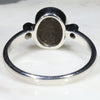 Australian Solid Boulder Opal and Diamond Silver Ring - Size 8.25