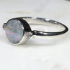Australian Solid Boulder Opal and Diamond Silver Ring - Size 8 Code - SR2