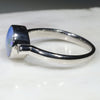 Australian Solid Boulder Opal and Diamond Silver Ring - Size 7.5