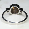 Australian Solid Boulder Opal and Diamond Silver Ring - Size 7.5
