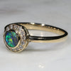 Natural Australian Boulder Opal and Diamond Gold Ring - Size 6 Code -GR706