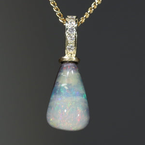 Australian Boulder Opal and Diamond Gold Pendant Code -PL6