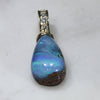 Australian Boulder  Opal and Diamond Gold Pendant