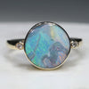 Natural Australian Boulder Opal and Diamond Gold Ring  - Size 10.25 Code -GR777