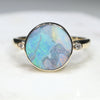 Natural Australian Boulder Opal and Diamond Gold Ring  - Size 10.25 Code -GR777