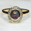 Natural Australian Boulder Opal and Diamond  Gold Ring - Size 7