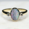 Natural Australian Boulder Opal and Diamond Gold Ring  - Size 6.75 Code -RL4