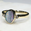 Natural Australian Boulder Opal and Diamond Gold Ring  - Size 6.75 Code -RL4