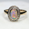 Natural Australian Opal and Diamond Gold Ring - Size 6.5