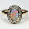 Natural Australian Opal and Diamond Gold Ring - Size 6.5