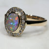 Natural Australian Opal and Diamond Gold Ring - Size 6.5
