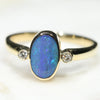 Solid Blue Boulder Opal Gold Ring