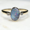 Natural Australian Boulder Opal and Diamond Gold Ring  - Size 8.5