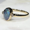 Natural Australian Boulder Opal and Diamond Gold Ring  - Size 8.5