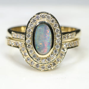 Opal Engagement and Wedding Ring Set