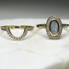 Australian Solid Opal and Diamond Gold Engagement and Wedding Ring Set - Size 7.25 US C,ode DWB2