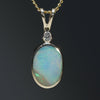 Natural Australian Boulder  Opal  and Diamond  Gold Pendant