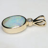 Natural Australian Boulder  Opal  and Diamond  Gold Pendant