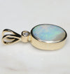 Natural Australian Boulder  Opal  and Diamond  Gold Pendant