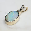 Natural Australian Boulder  Opal  and Diamond  Gold Pendant