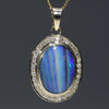 Natural Australian Boulder Opal and Diamond Gold Pendant