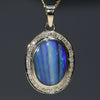 Natural Australian Boulder Opal and Diamond Gold Pendant