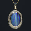 Natural Australian Boulder Opal and Diamond Gold Pendant
