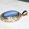 Natural Australian Boulder Opal and Diamond Gold Pendant