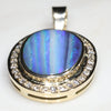 Natural Australian Boulder Opal and Diamond Gold Pendant