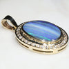 Natural Australian Boulder Opal and Diamond Gold Pendant