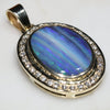 Natural Australian Boulder Opal and Diamond Gold Pendant