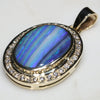 Natural Australian Boulder Opal and Diamond Gold Pendant