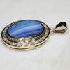 Natural Australian Boulder Opal and Diamond Gold Pendant