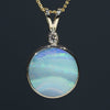 Natural Australian Boulder  Opal  and Diamond  Gold Pendant