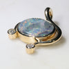 Natural Australian Boulder  Opal  and Diamond 10k  Gold Pendant