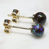 Natural Australian  5mm Boulder Opal Matrix Gold Earring Studs