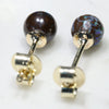 Natural Australian  5mm Boulder Opal Matrix Gold Earring Studs