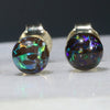 Natural Australian  5mm Boulder Opal Matrix Gold Earring Studs