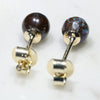 Natural Australian  5mm Boulder Opal Matrix Gold Earring Studs
