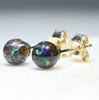 Natural Australian  5mm Boulder Opal Matrix Gold Earring Studs