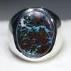 Natural Boulder Opal Matrix Mens Silver Ring -Size 8.75