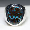 Natural Boulder Opal Matrix Mens Silver Ring -Size 8.75