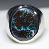 Natural Boulder Opal Matrix Mens Silver Ring -Size 8.75