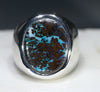 Natural Boulder Opal Matrix Mens Silver Ring -Size 8.75