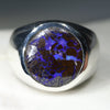 Natural Boulder Opal Matrix Mens Silver Ring -Size 10.25