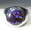Natural Boulder Opal Matrix Mens Silver Ring -Size 10.25